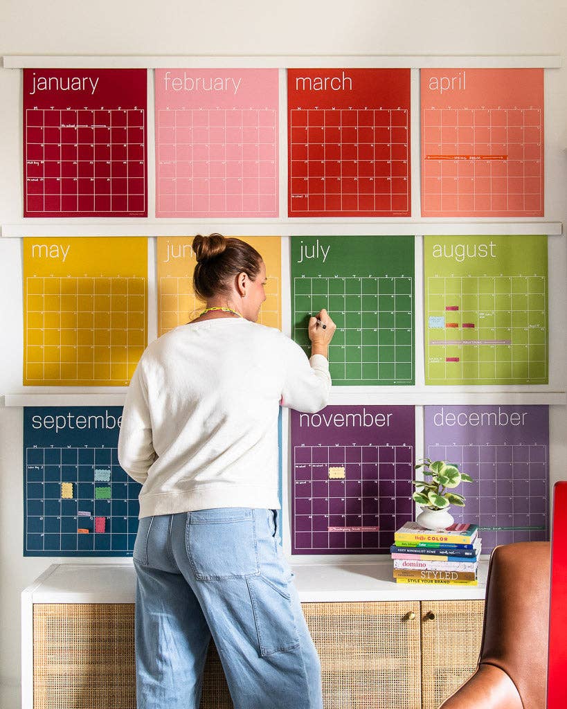 Reusable Large Wall Calendar in Rainbow | 16 x 20 inches