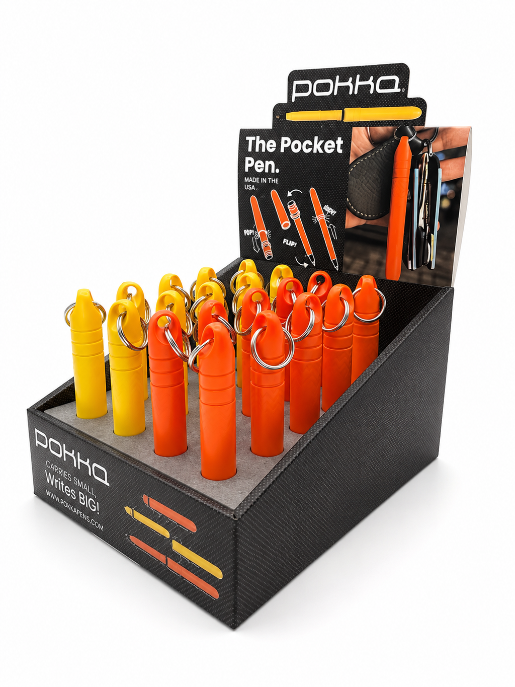 Pokka® Keyring Pen 24pc Display Blaze Orange/Safety Yellow
