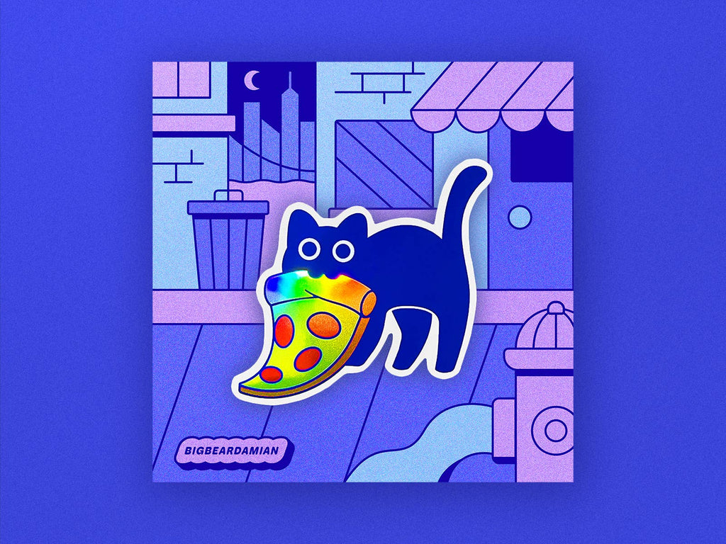 Pizza Cat Sticker (Holographic)