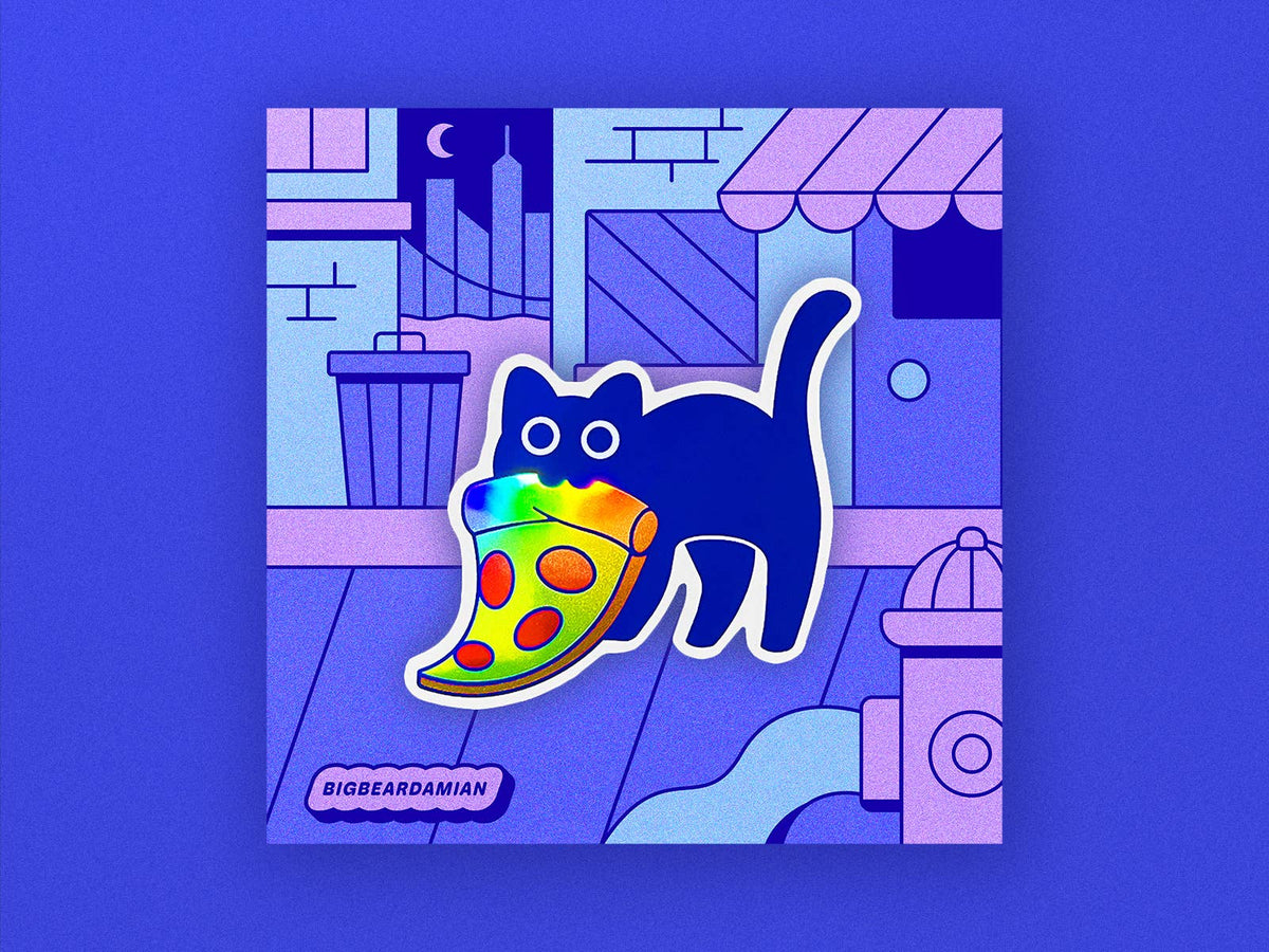 Pizza Cat Sticker (Holographic)