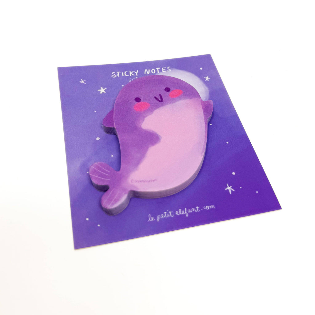 Purple Whale Sticky Notepad