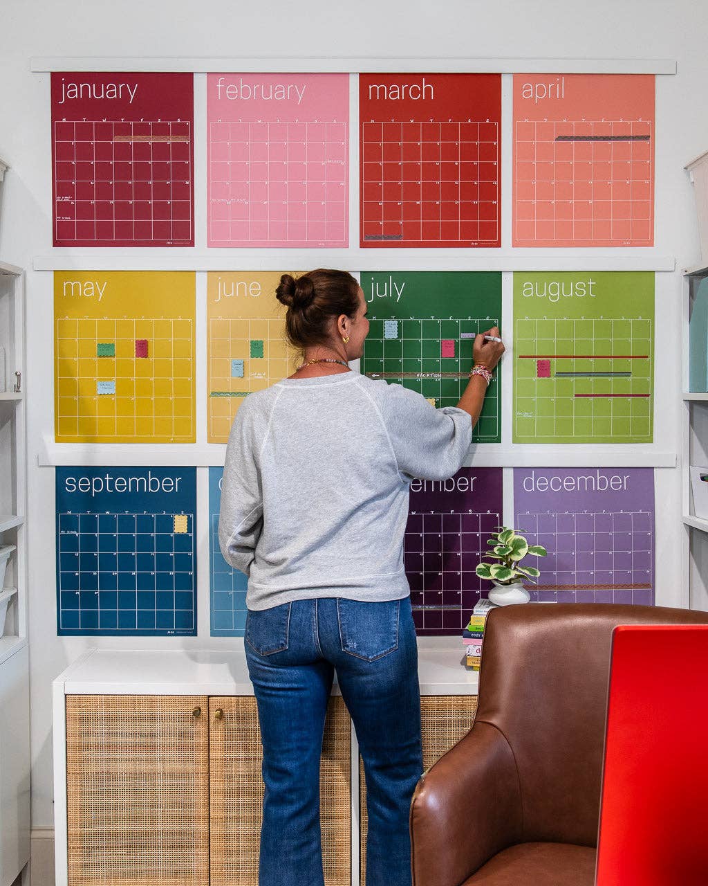 Reusable Large Wall Calendar in Rainbow | 16 x 20 inches