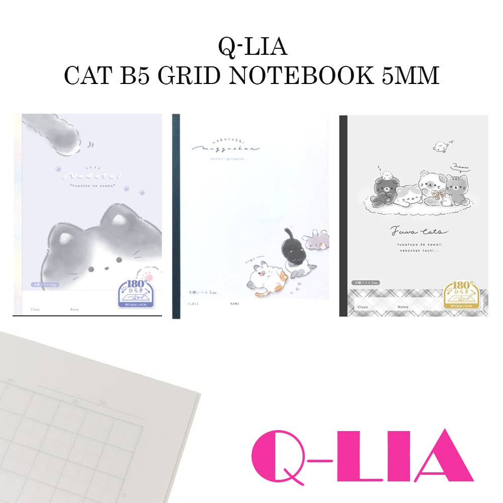 【JAPANESE】Q-LiA B5 5mm Grid Notebook Collection – Cute Cats