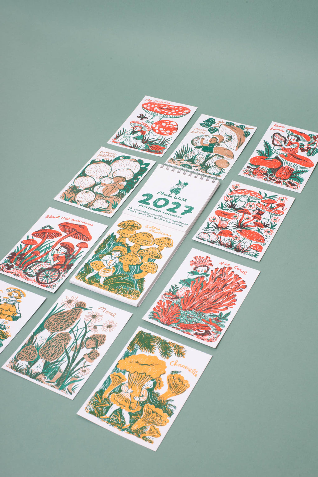 2027 Gnomes & Mushrooms Postcard Wall Calendar Phoebe Wahl