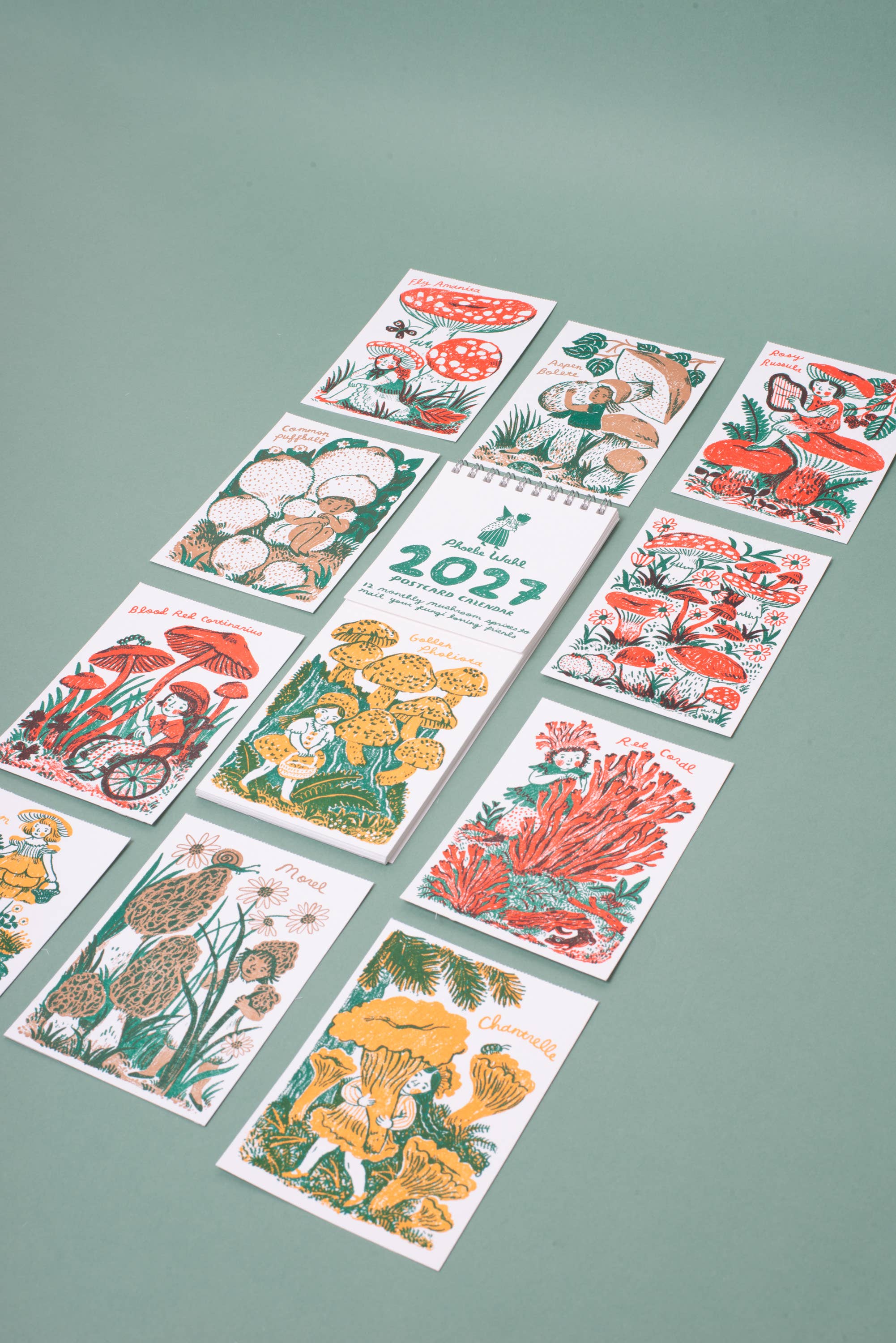 2027 Gnomes & Mushrooms Postcard Wall Calendar Phoebe Wahl