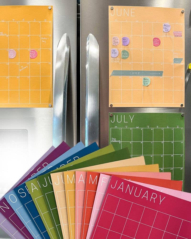 Single-Use Small Rainbow Wall Calendar | 8.5 x 11 inches | Undated